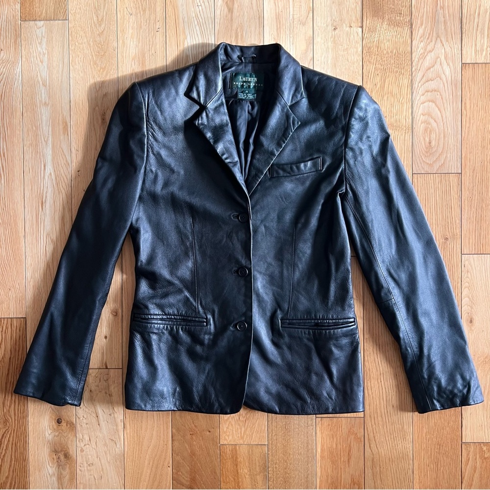 Lauren Ralph Lauren Black Leather Blazer